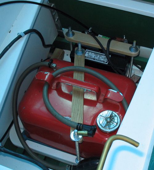 gas tank and battery securely bolted down