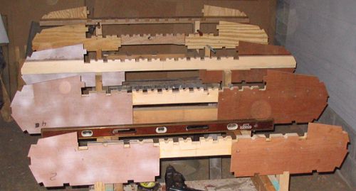 frames 1-4 and transom mounted on the jig