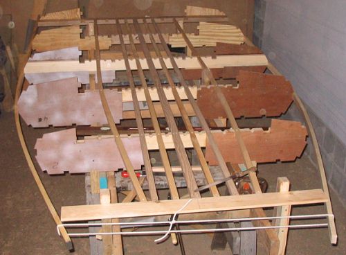 bending the sheer clamps around the frames
