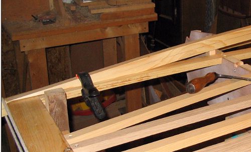 sponson keel, ripped and angled to fit against batten