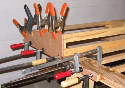 transom sheathing clamped in place